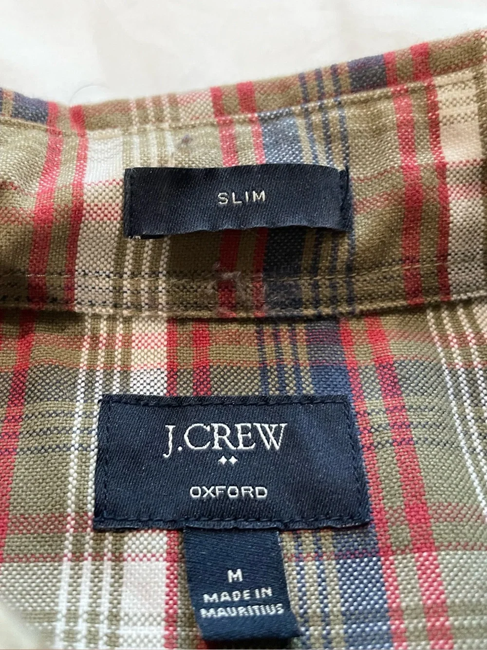 J Crew Men's Plaid Button-Down Slim Oxford Shirt Long Sleeve